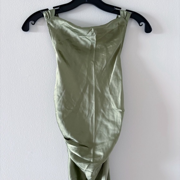 Reformation Casette Silk Dress in Artichoke - Picture 4 of 11